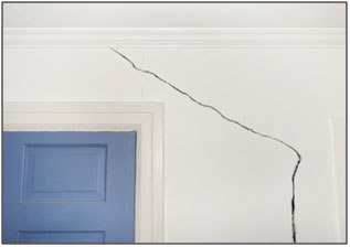 Interior wall crack