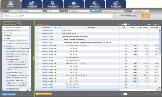 RSMeans Online 6.0 Construction Estimating Tool