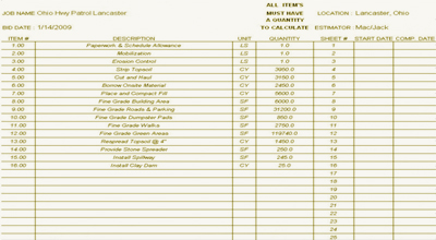 Quantity-take-off Sheets